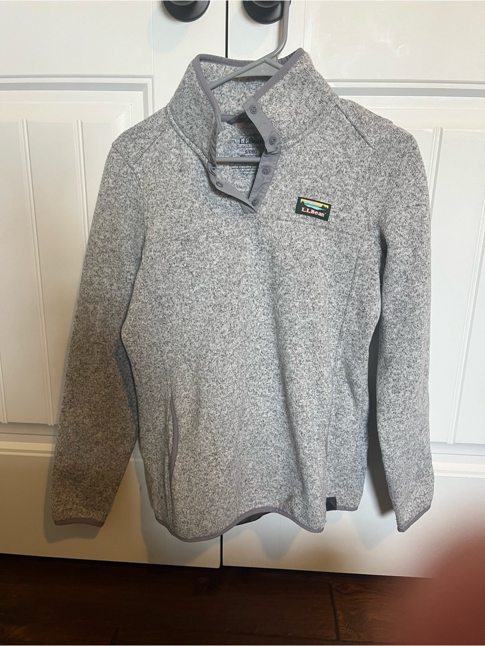L.L. Bean Womans Heather Gray Snap-Quarter Fleece Pullover